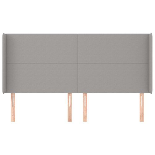 Tête de lit avec oreilles Gris clair 203x16x118/128 cm Tissu - Photo n°3; ?>