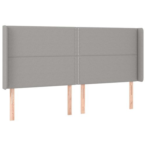 Tête de lit avec oreilles Gris clair 203x16x118/128 cm Tissu - Photo n°2; ?>