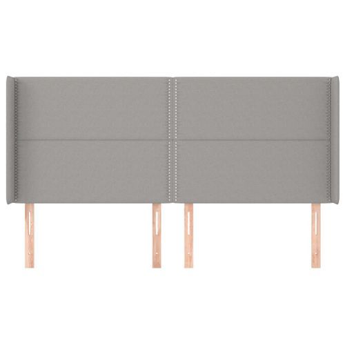 Tête de lit avec oreilles Gris clair 203x16x118/128 cm Tissu - Photo n°3; ?>