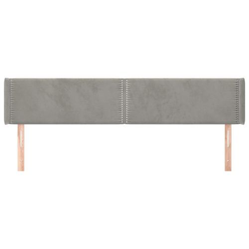 Tête de lit avec oreilles Gris clair 203x16x78/88 cm Velours - Photo n°3; ?>