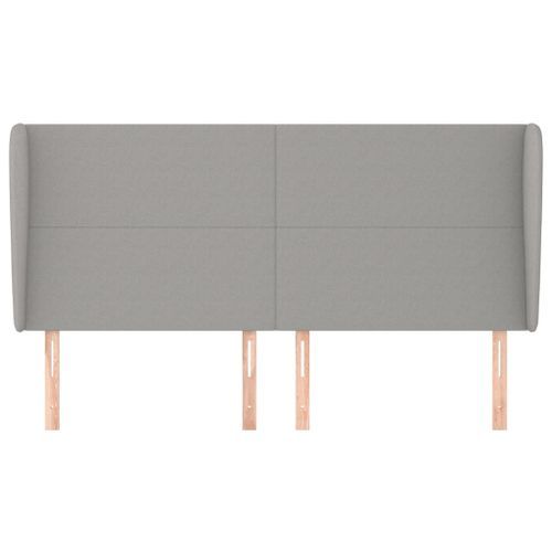 Tête de lit avec oreilles Gris clair 203x23x118/128 cm Tissu - Photo n°3; ?>