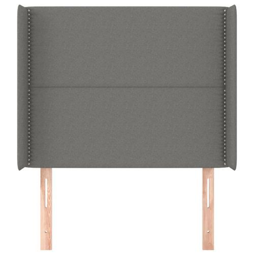 Tête de lit avec oreilles Gris foncé 103x16x118/128 cm Tissu - Photo n°3; ?>