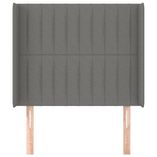 Tête de lit avec oreilles Gris foncé 103x16x118/128 cm Tissu - Photo n°3; ?>