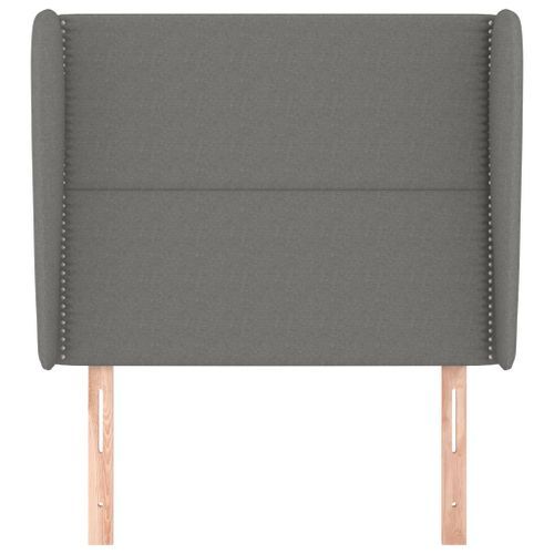 Tête de lit avec oreilles Gris foncé 103x23x118/128 cm Tissu - Photo n°3; ?>