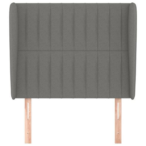 Tête de lit avec oreilles Gris foncé 103x23x118/128 cm Tissu - Photo n°3; ?>