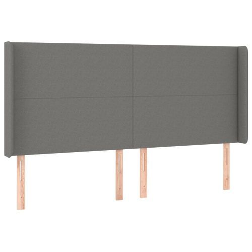 Tête de lit avec oreilles Gris foncé 163x16x118/128 cm Tissu - Photo n°2; ?>