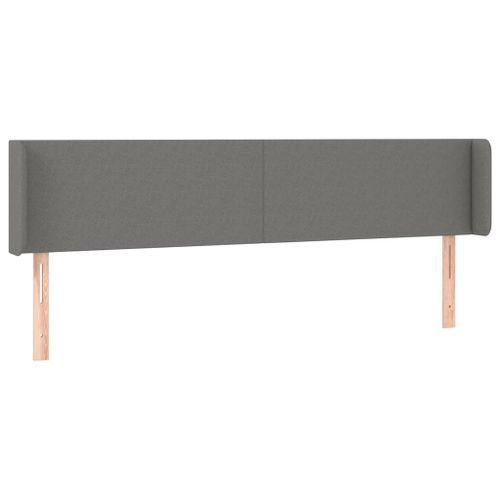 Tête de lit avec oreilles Gris foncé 163x16x78/88 cm Tissu - Photo n°2; ?>