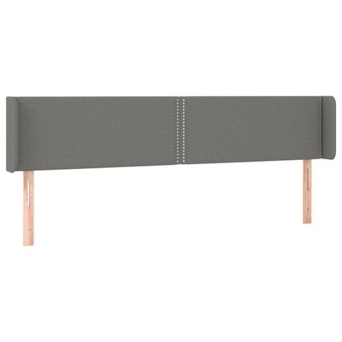 Tête de lit avec oreilles Gris foncé 163x16x78/88 cm Tissu - Photo n°2; ?>