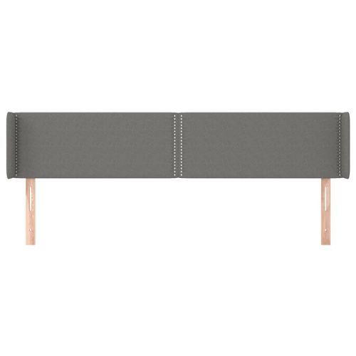 Tête de lit avec oreilles Gris foncé 163x16x78/88 cm Tissu - Photo n°3; ?>