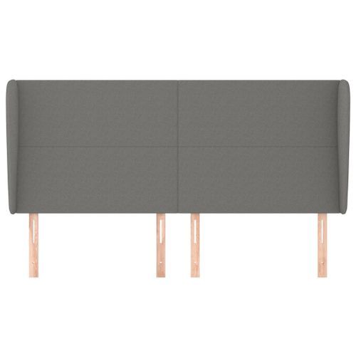 Tête de lit avec oreilles Gris foncé 163x23x118/128 cm Tissu - Photo n°3; ?>