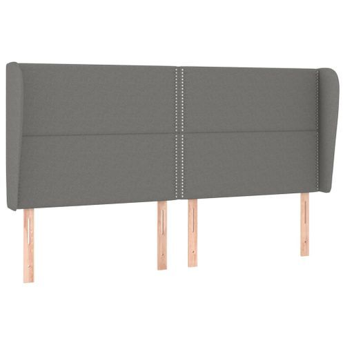 Tête de lit avec oreilles Gris foncé 163x23x118/128 cm Tissu - Photo n°2; ?>