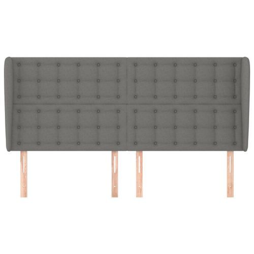 Tête de lit avec oreilles Gris foncé 163x23x118/128 cm Tissu - Photo n°3; ?>