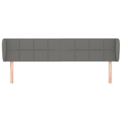 Tête de lit avec oreilles Gris foncé 163x23x78/88 cm Tissu - Photo n°3; ?>