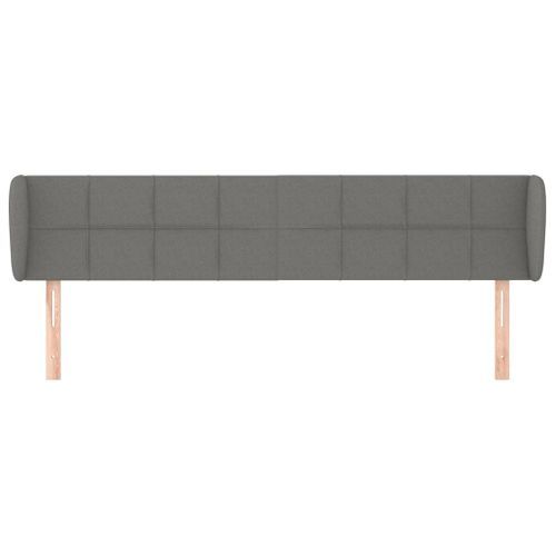 Tête de lit avec oreilles Gris foncé 183x23x78/88 cm Tissu - Photo n°3; ?>