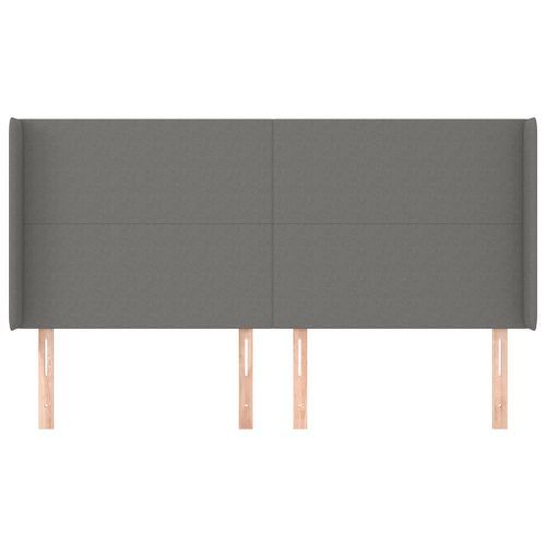 Tête de lit avec oreilles Gris foncé 203x16x118/128 cm Tissu - Photo n°3; ?>