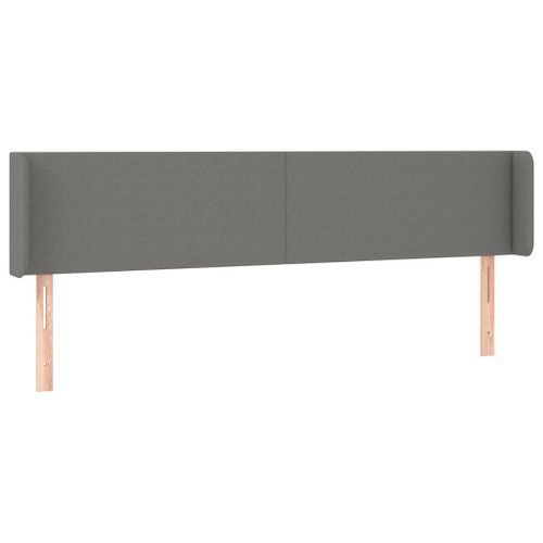 Tête de lit avec oreilles Gris foncé 203x16x78/88 cm Tissu - Photo n°2; ?>