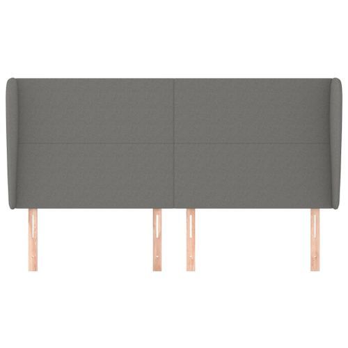 Tête de lit avec oreilles Gris foncé 203x23x118/128 cm Tissu - Photo n°3; ?>