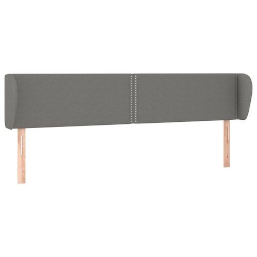 Tête de lit avec oreilles Gris foncé 203x23x78/88 cm Tissu - Photo n°2; ?>