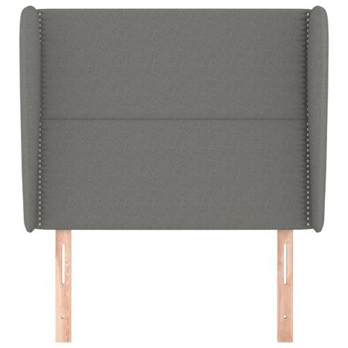 Tête de lit avec oreilles Gris foncé 83x23x118/128 cm Tissu - Photo n°3; ?>