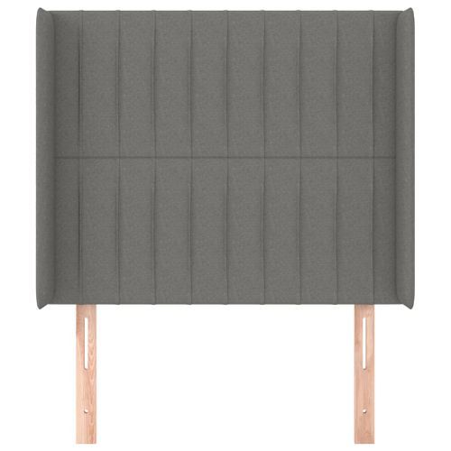 Tête de lit avec oreilles Gris foncé 93x16x118/128 cm Tissu - Photo n°3; ?>