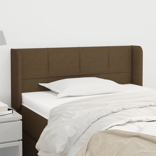 Tête de lit avec oreilles Marron Foncé 103x16x78/88 cm Tissu - Photo n°2; ?>