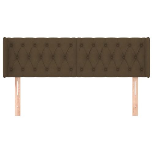 Tête de lit avec oreilles Marron Foncé 147x16x78/88 cm Tissu - Photo n°3; ?>