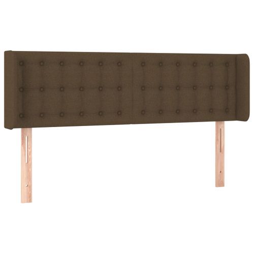 Tête de lit avec oreilles Marron Foncé 147x16x78/88 cm Tissu - Photo n°2; ?>