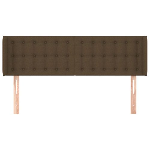 Tête de lit avec oreilles Marron Foncé 147x16x78/88 cm Tissu - Photo n°3; ?>