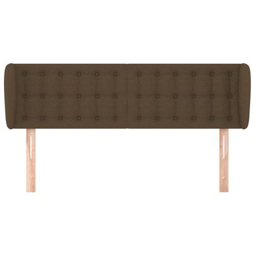 Tête de lit avec oreilles Marron foncé 147x23x78/88 cm Tissu - Photo n°3; ?>