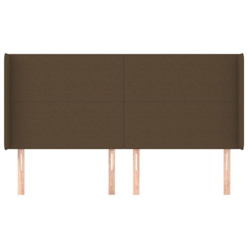 Tête de lit avec oreilles Marron foncé 163x16x118/128 cm Tissu - Photo n°3; ?>