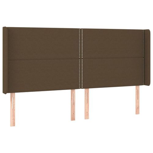 Tête de lit avec oreilles Marron foncé 163x16x118/128 cm Tissu - Photo n°2; ?>