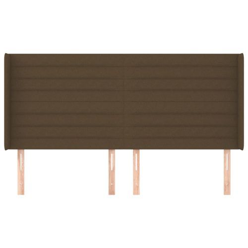 Tête de lit avec oreilles Marron foncé 163x16x118/128 cm Tissu - Photo n°3; ?>