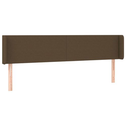 Tête de lit avec oreilles Marron Foncé 163x16x78/88 cm Tissu - Photo n°2; ?>