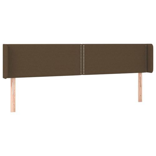 Tête de lit avec oreilles Marron Foncé 163x16x78/88 cm Tissu - Photo n°2; ?>