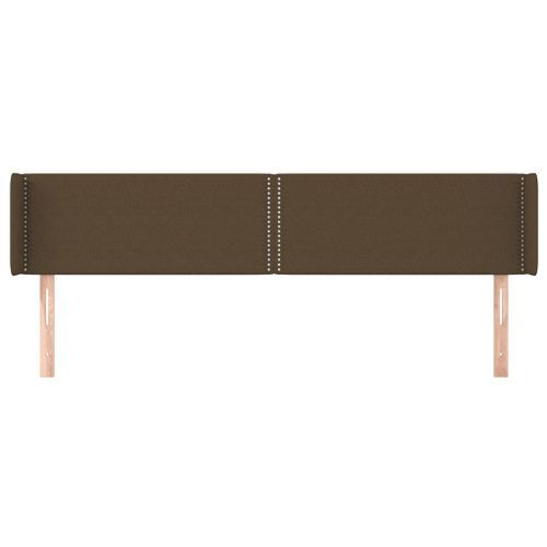 Tête de lit avec oreilles Marron Foncé 163x16x78/88 cm Tissu - Photo n°3; ?>