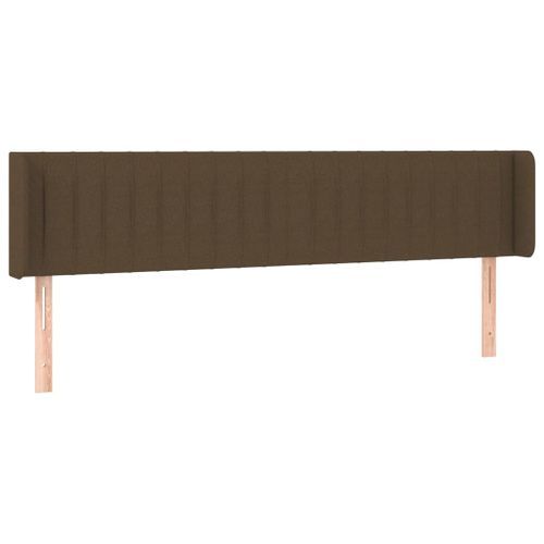 Tête de lit avec oreilles Marron Foncé 163x16x78/88 cm Tissu - Photo n°2; ?>