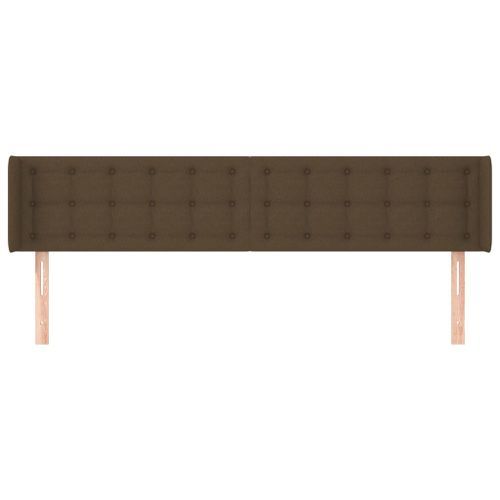 Tête de lit avec oreilles Marron Foncé 163x16x78/88 cm Tissu - Photo n°3; ?>