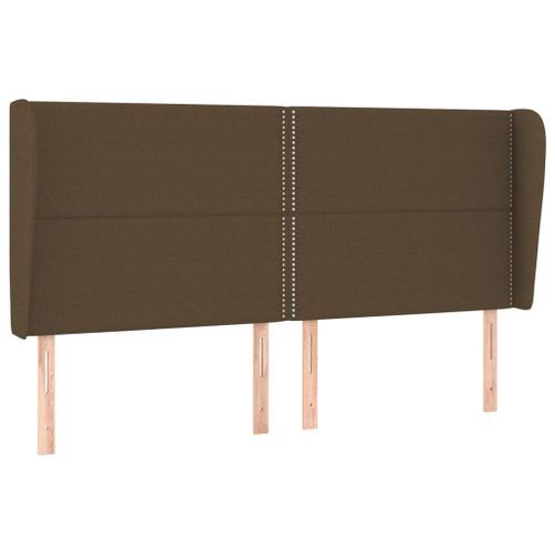 Tête de lit avec oreilles Marron foncé 163x23x118/128 cm Tissu - Photo n°2; ?>