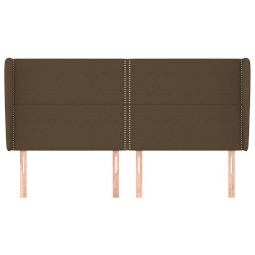 Tête de lit avec oreilles Marron foncé 163x23x118/128 cm Tissu - Photo n°3; ?>