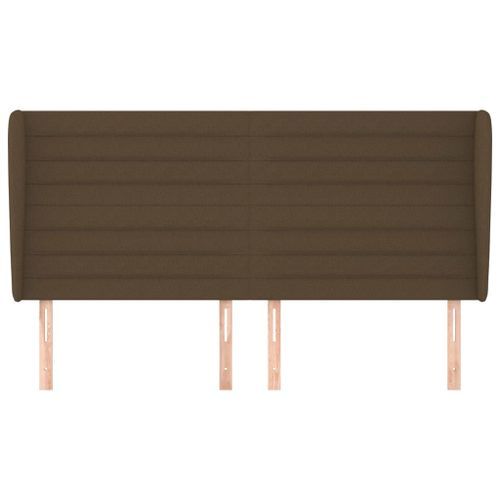 Tête de lit avec oreilles Marron foncé 163x23x118/128 cm Tissu - Photo n°3; ?>