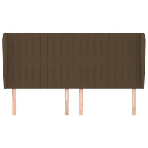 Tête de lit avec oreilles Marron foncé 163x23x118/128 cm Tissu - Photo n°3; ?>