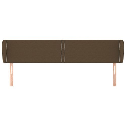 Tête de lit avec oreilles Marron foncé 163x23x78/88 cm Tissu - Photo n°3; ?>