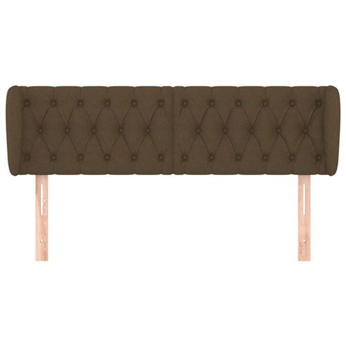 Tête de lit avec oreilles Marron foncé 163x23x78/88 cm Tissu - Photo n°3; ?>