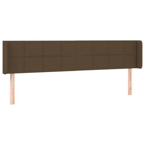 Tête de lit avec oreilles Marron Foncé 183x16x78/88 cm Tissu - Photo n°2; ?>