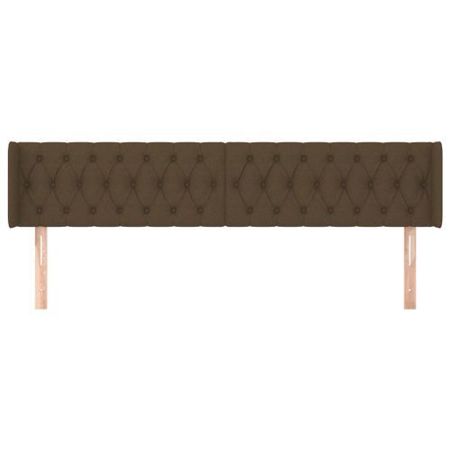 Tête de lit avec oreilles Marron Foncé 183x16x78/88 cm Tissu - Photo n°3; ?>