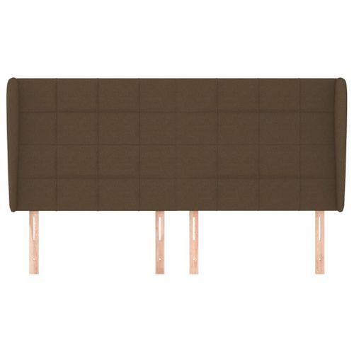 Tête de lit avec oreilles Marron foncé 183x23x118/128 cm Tissu - Photo n°3; ?>