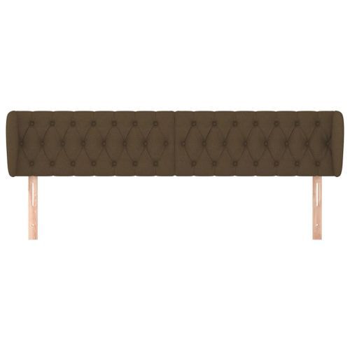 Tête de lit avec oreilles Marron foncé 183x23x78/88 cm Tissu - Photo n°3; ?>