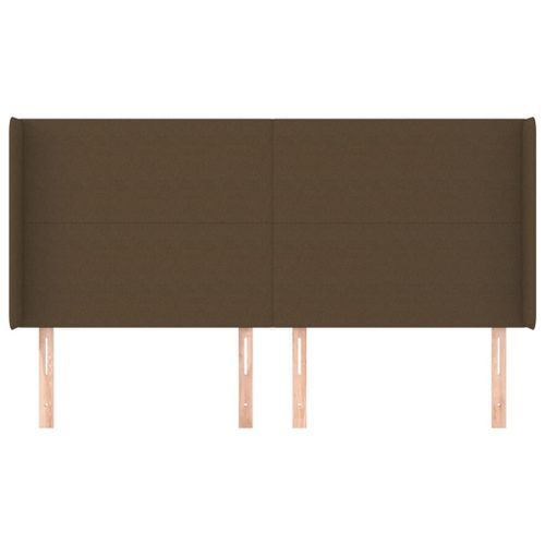 Tête de lit avec oreilles Marron foncé 203x16x118/128 cm Tissu - Photo n°3; ?>