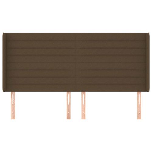 Tête de lit avec oreilles Marron foncé 203x16x118/128 cm Tissu - Photo n°3; ?>