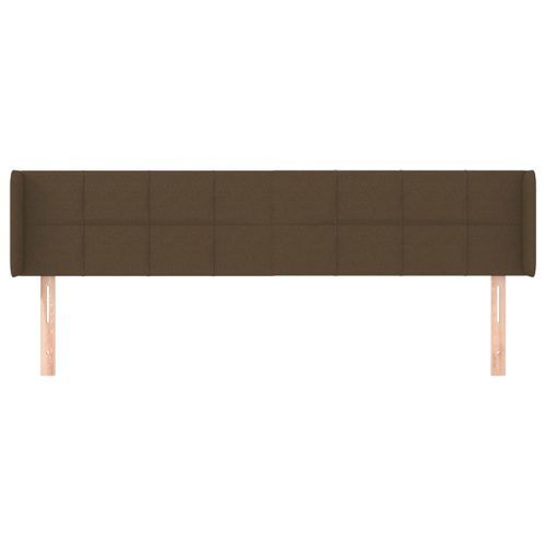 Tête de lit avec oreilles Marron Foncé 203x16x78/88 cm Tissu - Photo n°3; ?>